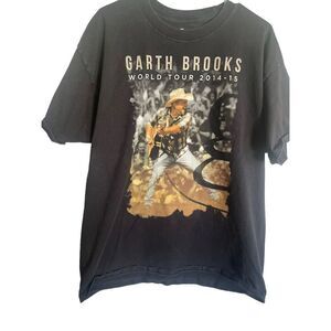 Hanes Mens Black Garth Brooks 2014-2015 World Tour Graphic T-Shirt Size XL